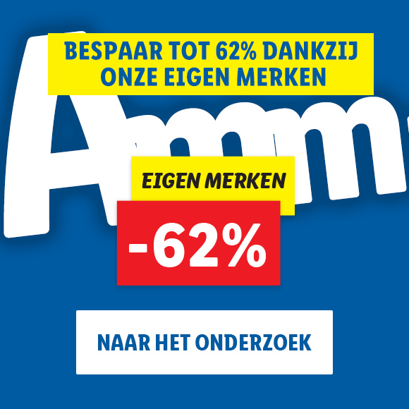 De eigen merken van Lidl zijn tot 62 % goedkoper dan A-merken