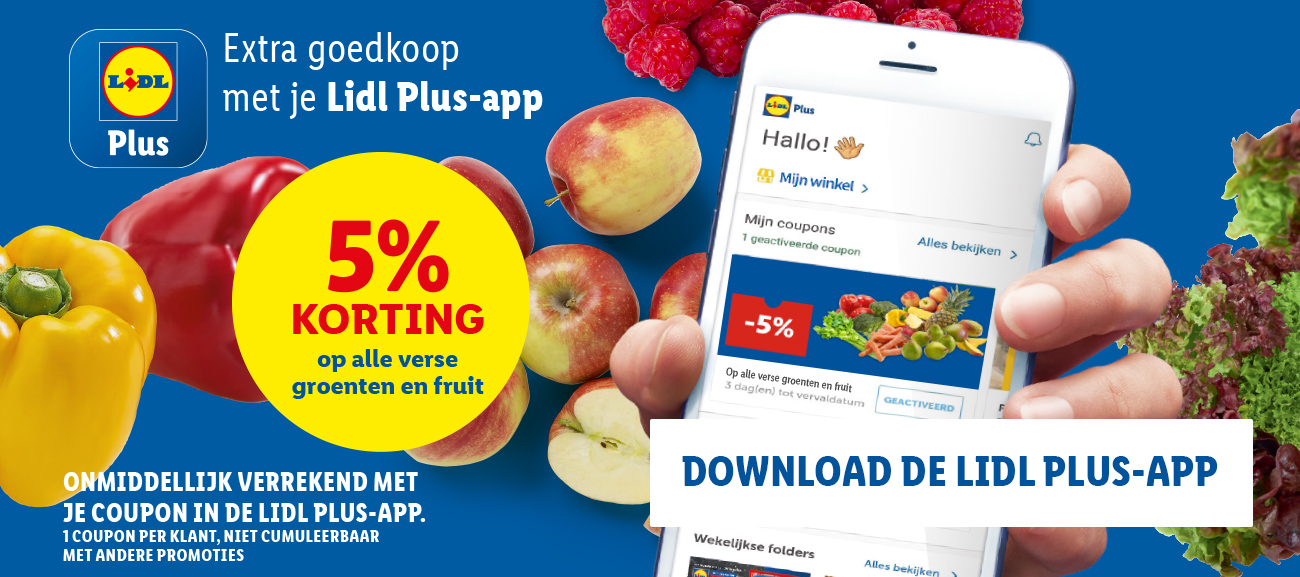 -5% op alle verse groenten en fruit met Lidl Plus