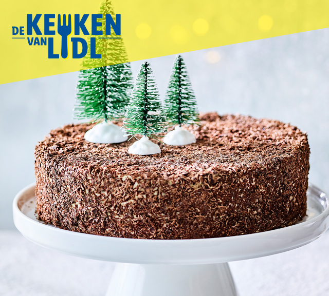 Koekjestaart met koffievulling en chocolade